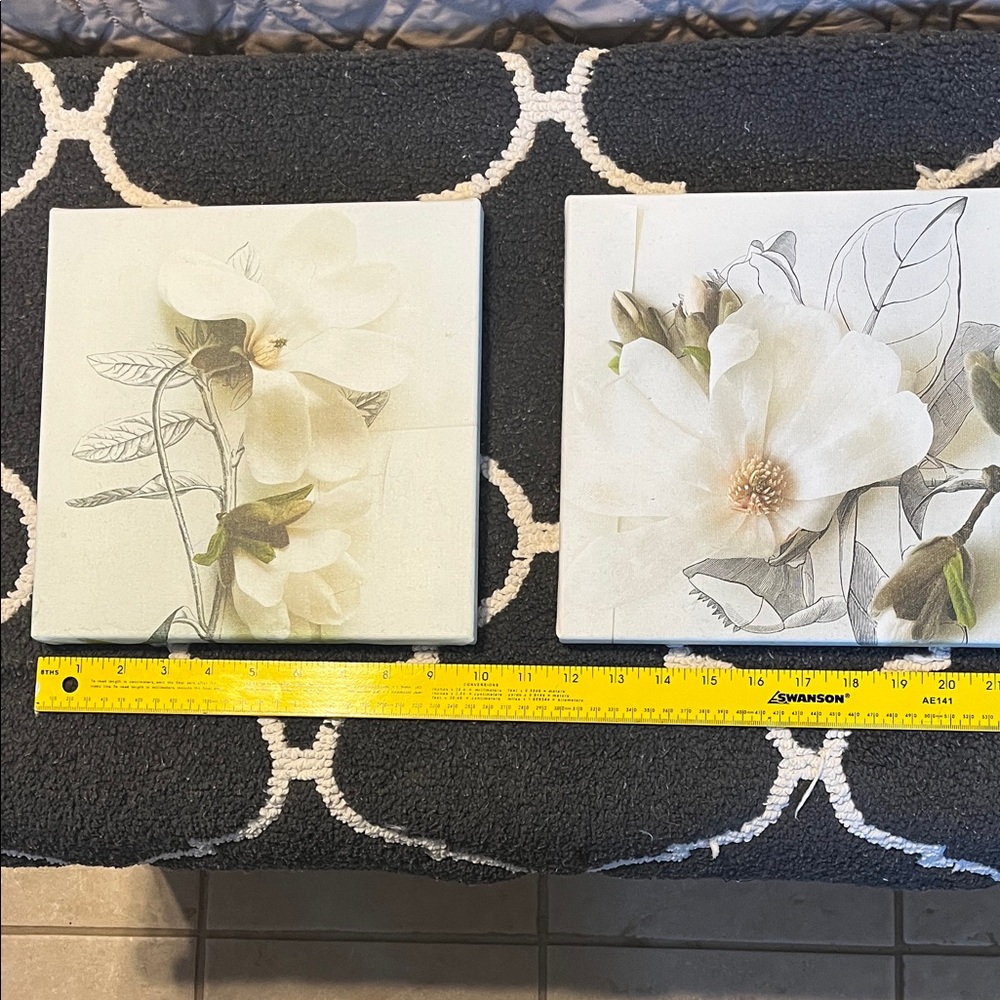 IKEA Floral Art Prints - Cream and Green